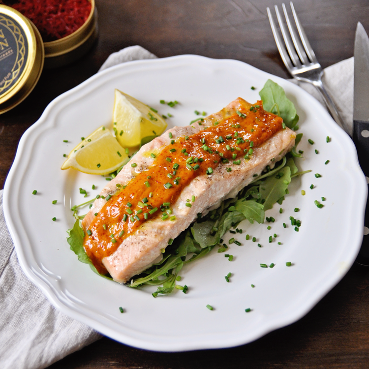 Easy to Make Oven-Roasted Salmon Recipe with Saffron Dijon Sauce